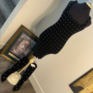 Fashion Nova Silver Studded Mini Dress with matching boots